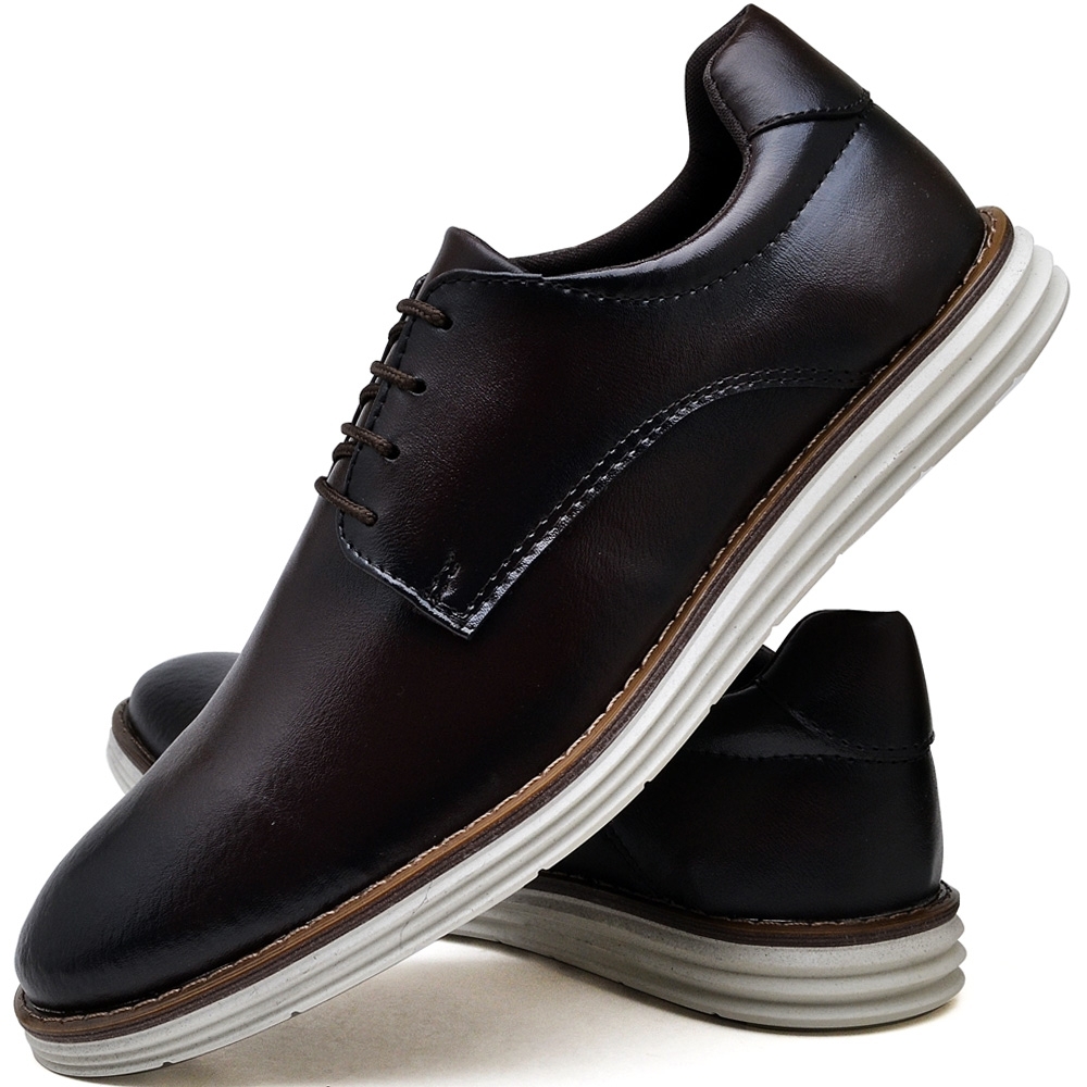 Sapato Social Masculino Derby Brogue Couro Marinho Solado Eva no  Submarino.com